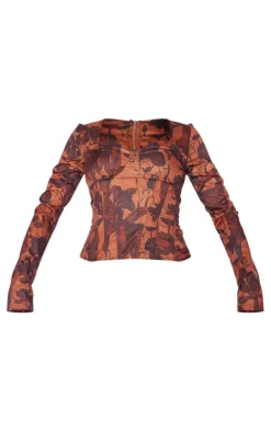 PrettyLittleThing Corsets*Floral Print Boned Long Top