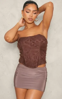 PrettyLittleThing Sleeveless Tops*Floral Tulle Boned Corset