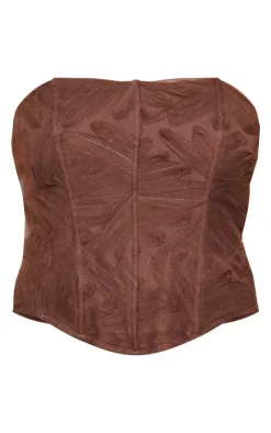 PrettyLittleThing Sleeveless Tops*Floral Tulle Boned Corset
