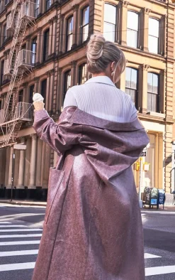 PrettyLittleThing Faux Leather Jackets*Grained Faux Leather Pocket Front Maxi Coat