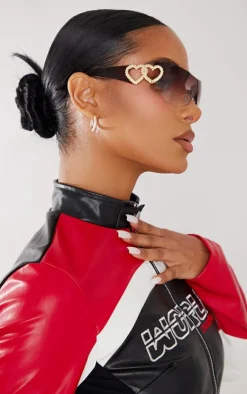 PrettyLittleThing Visor Sunglasses*Heart Diamante 90s Visor Sunglasses