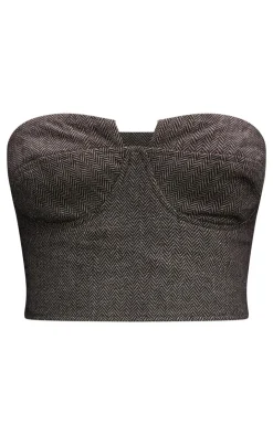 Outlet PrettyLittleThing Herringbone Corset Top Brown