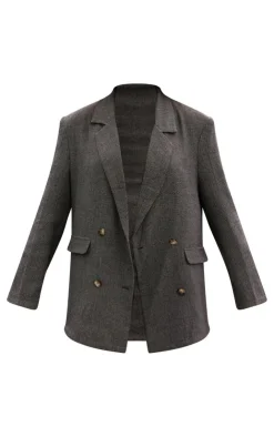 Outlet PrettyLittleThing Herringbone Oversized Woven Blazer Brown
