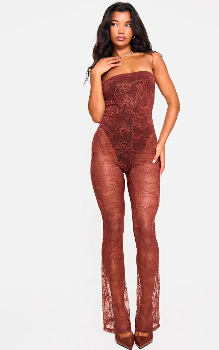 Lace Bodysuit Detail Bandeau Jumpsuit-PrettyLittleThing Outlet
