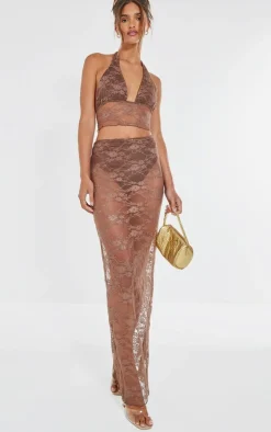 Sale PrettyLittleThing Lace Lined Bralet Brown