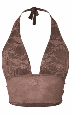 Sale PrettyLittleThing Lace Lined Bralet Brown