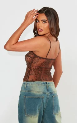Lace Spaghetti Strap Cami Top-PrettyLittleThing Sale