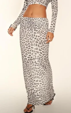 Best PrettyLittleThing Leopard Burnout Fold Over Hem Low Rise Skirt Brown