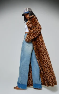 PrettyLittleThing Faux Fur Coats*Leopard Faux Fur Maxi Coat