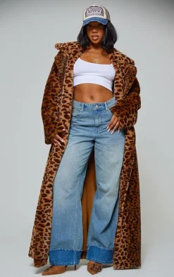 PrettyLittleThing Faux Fur Coats*Leopard Faux Fur Maxi Coat