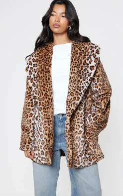 PrettyLittleThing Faux Fur Coats*Leopard Faux Fur Midi Coat