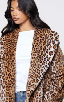 PrettyLittleThing Faux Fur Coats*Leopard Faux Fur Midi Coat