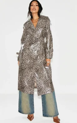 PrettyLittleThing Faux Leather Jackets*Leopard Faux Leather Coat