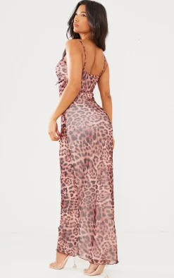 Leopard Mesh Raw Hem Tiered Maxi Dress-PrettyLittleThing Best