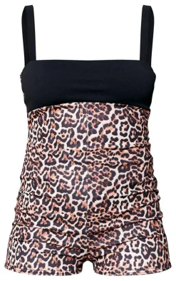 PrettyLittleThing Unitards*Leopard Print Contrast Strappy Unitard