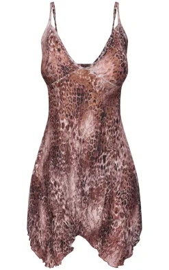 Leopard Print Crinkle Mesh Halterneck Ruched Mini Dress-PrettyLittleThing Hot