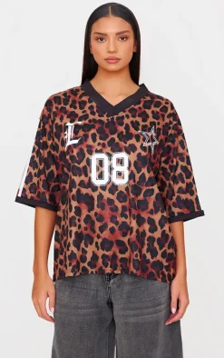PrettyLittleThing T-Shirts*Leopard Print Football Jersey