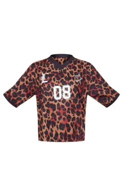 PrettyLittleThing T-Shirts*Leopard Print Football Jersey