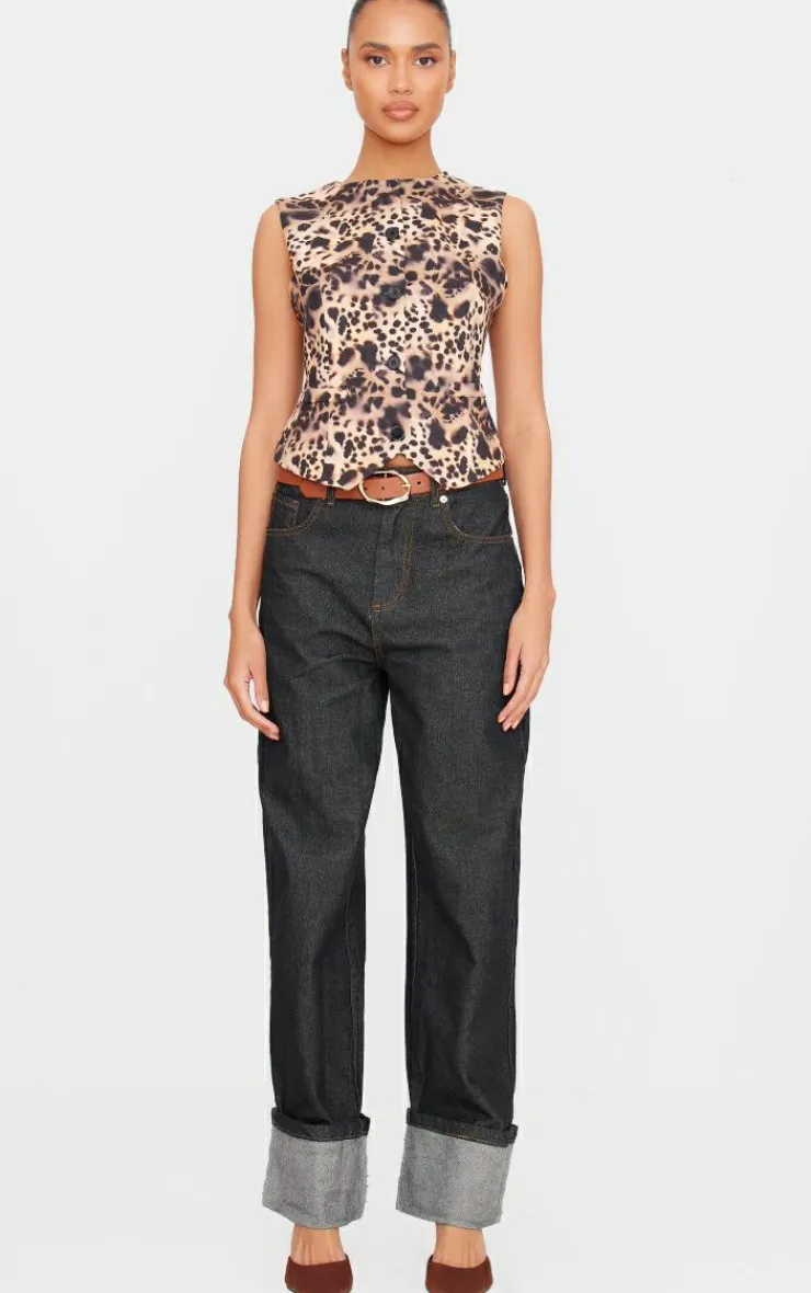 PrettyLittleThing Sleeveless Tops*Leopard Print Longline Vest