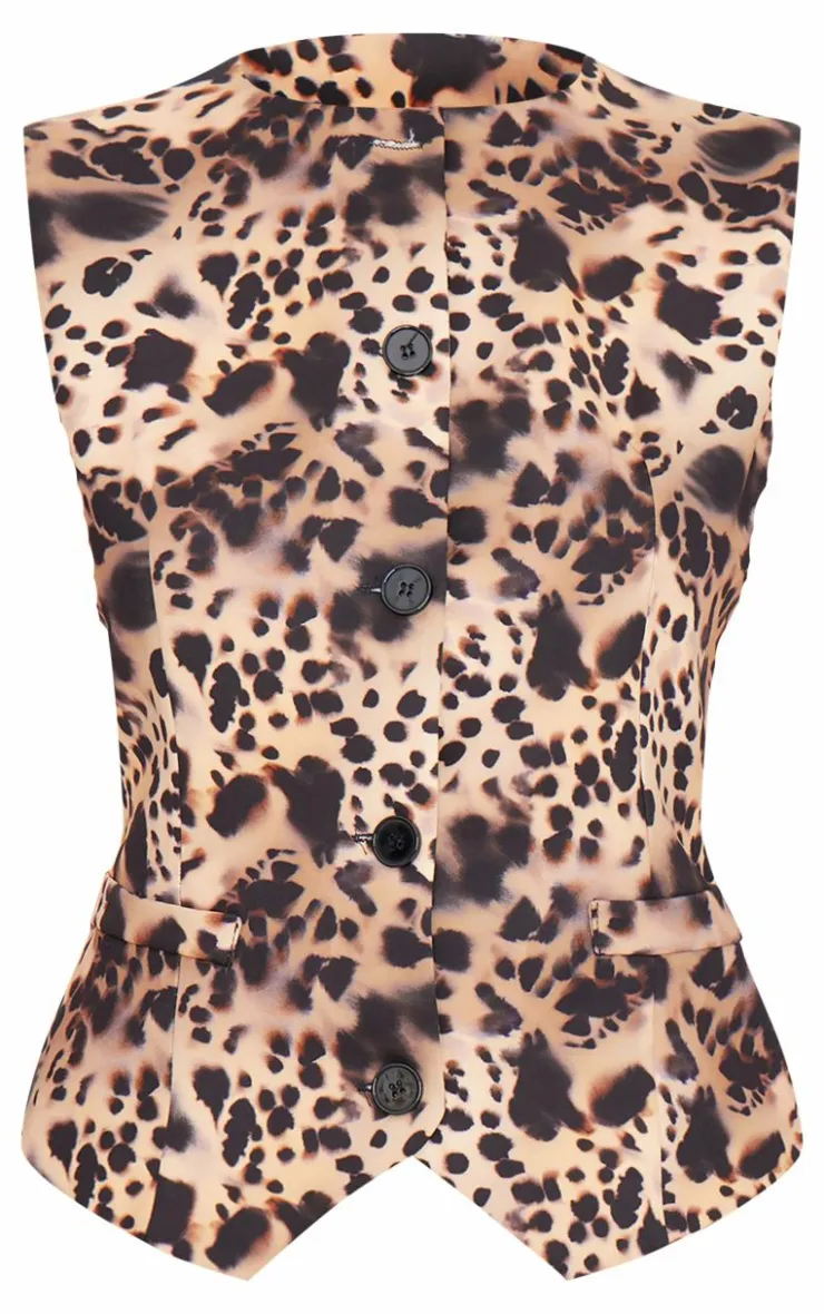 PrettyLittleThing Sleeveless Tops*Leopard Print Longline Vest