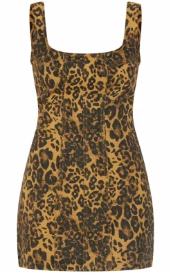 Leopard Print Seam Detail Mini Dress-PrettyLittleThing Hot