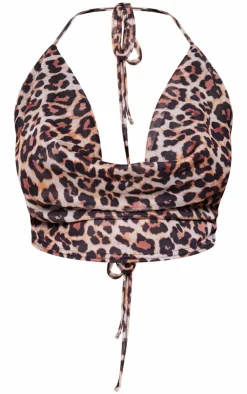 Mesh Leopard Print Cowl Top-PrettyLittleThing Discount