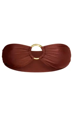 Brown O Ring Bandeau Bikini Top