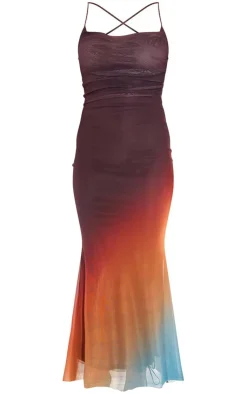 Ombre Mesh Cross Back Maxi Dress-PrettyLittleThing Sale