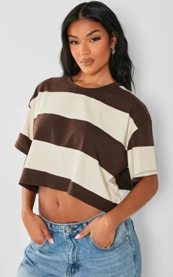 PrettyLittleThing T-Shirts*Oversized Striped Crop Top