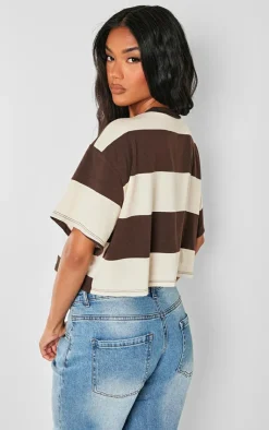 PrettyLittleThing T-Shirts*Oversized Striped Crop Top