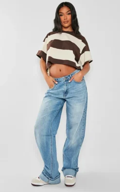 PrettyLittleThing T-Shirts*Oversized Striped Crop Top