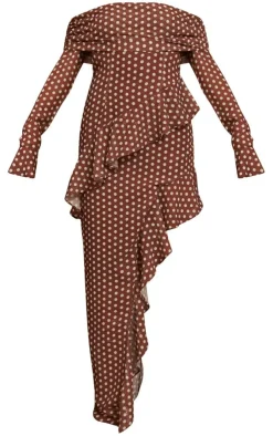 Polka Dot Cowl Long Sleeve Midaxi Dress-PrettyLittleThing Best
