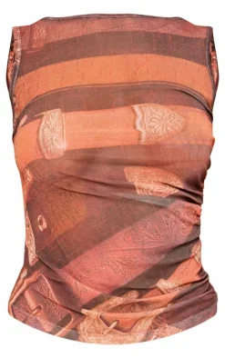 Printed Mesh Longline Boatneck-PrettyLittleThing Best