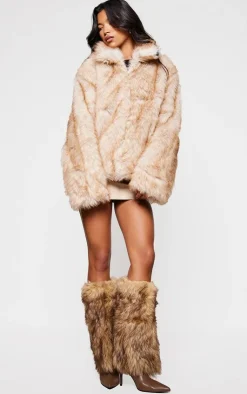 PrettyLittleThing Over The Knee Boots*Pu Faux Fur Fold Over Stiletto Knee High Heeled Boots