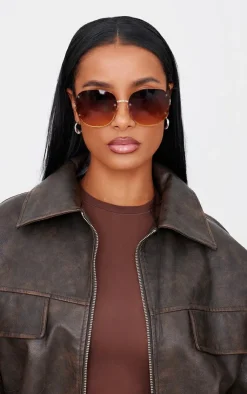 PrettyLittleThing Oversized Sunglasses*Rimless Oversized Rounded Sunglasses