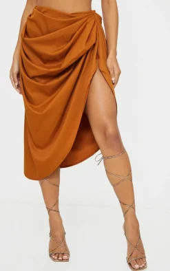 Ruched Side Midi Skirt-PrettyLittleThing