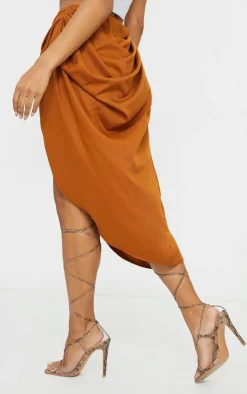 Ruched Side Midi Skirt-PrettyLittleThing