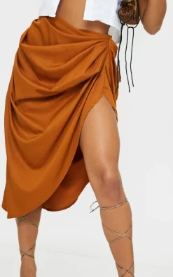 Ruched Side Midi Skirt-PrettyLittleThing