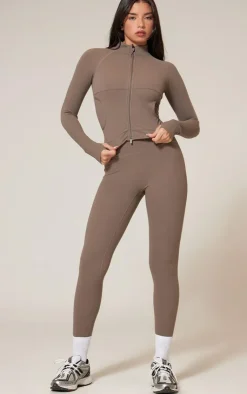 PrettyLittleThing Athletic Jackets*Sculpt Pocket Front Double Zip Up Jacket
