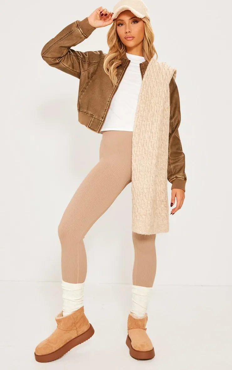PrettyLittleThing Bomber Jackets*Seam Detail Distressed Pu Bomber