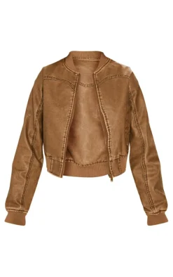 PrettyLittleThing Bomber Jackets*Seam Detail Distressed Pu Bomber