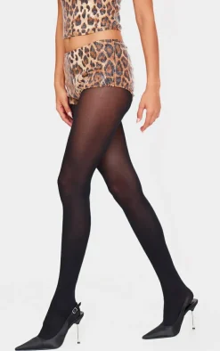 Discount PrettyLittleThing Sequin Leopard Print Hot Pant Brown