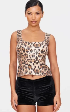 PrettyLittleThing Corsets*Sequin Leopard Print Corset