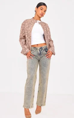 PrettyLittleThing Faux Leather Jackets*Snake Faux Leather Zip Up Jacket