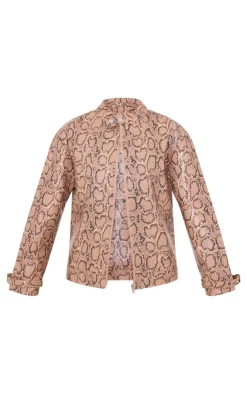 PrettyLittleThing Faux Leather Jackets*Snake Faux Leather Zip Up Jacket