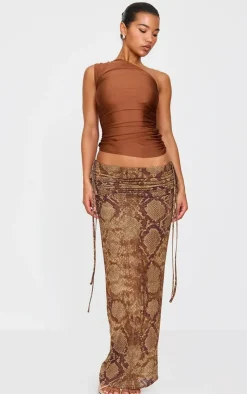 Snake Print Ruched Side Maxi Skirt-PrettyLittleThing Hot