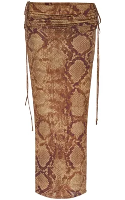 Snake Print Ruched Side Maxi Skirt-PrettyLittleThing Hot