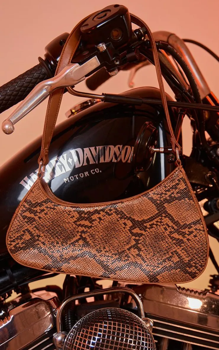 PrettyLittleThing Shoulder Bags*Snake Pu Asymmetric Shoulder Bag