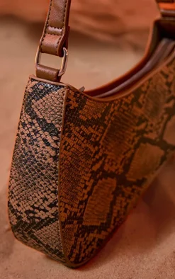 PrettyLittleThing Shoulder Bags*Snake Pu Asymmetric Shoulder Bag