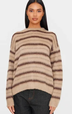 PrettyLittleThing Sweaters*Stripe Fluffy Knit Oversized Sweater